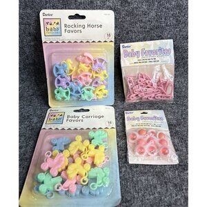 Darice Baby Favorites Party Decor Lot Rocking Horse Rattle Carriage Pins Plastic